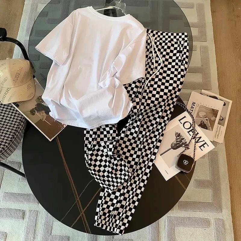 Set Đồ Thể Thao Áo Thun + Quần Dài Thiết Kế Mới Kiểu Dáng Đơn Giản Thời Trang Mùa Hè Dành Cho Nữ