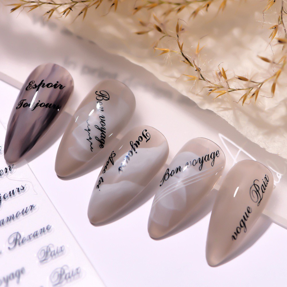 Miếng Dán Trang Trí Móng Tay Hình Chữ Cái Tiếng Anh Chống Thấm Nước Phong Cách Nhật Bản