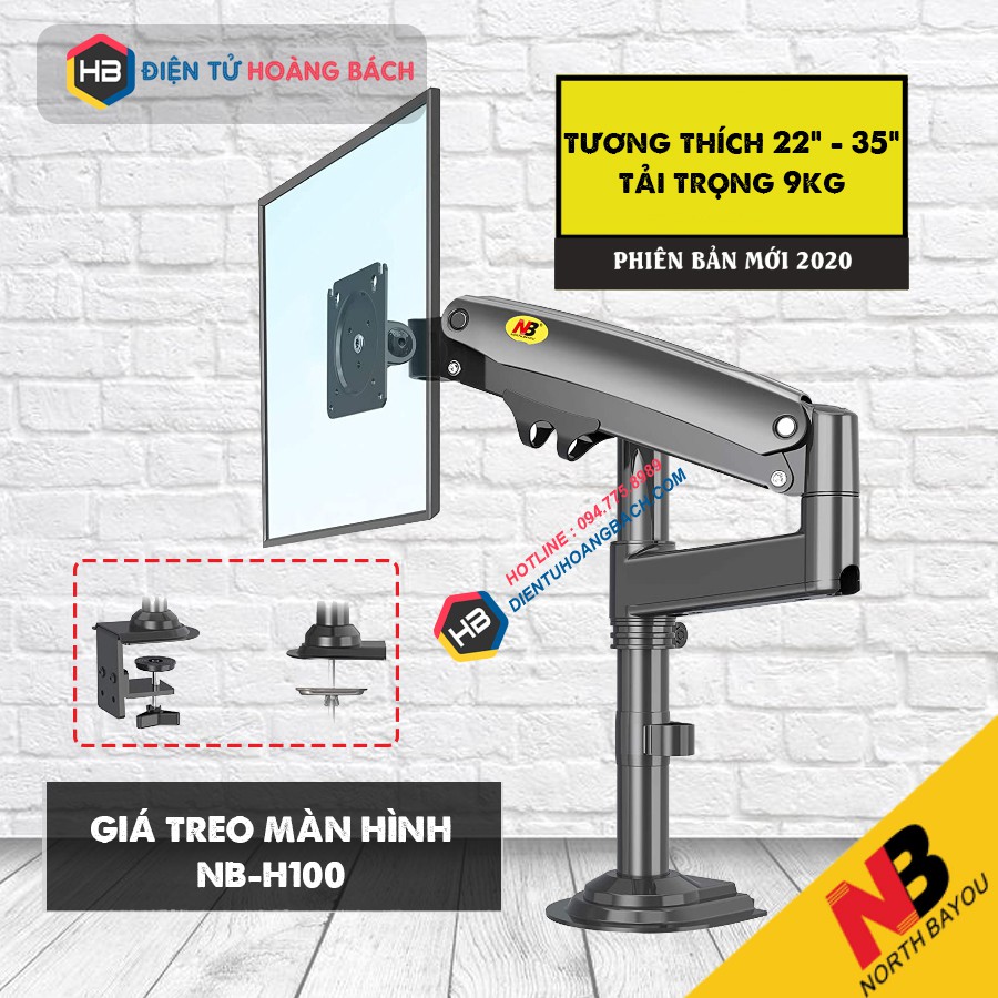  Giá Treo Màn Hình Máy Tính NB H100 22 - 35 Inch - Tay Treo Màn Hình H100 Hãng NorthBayou