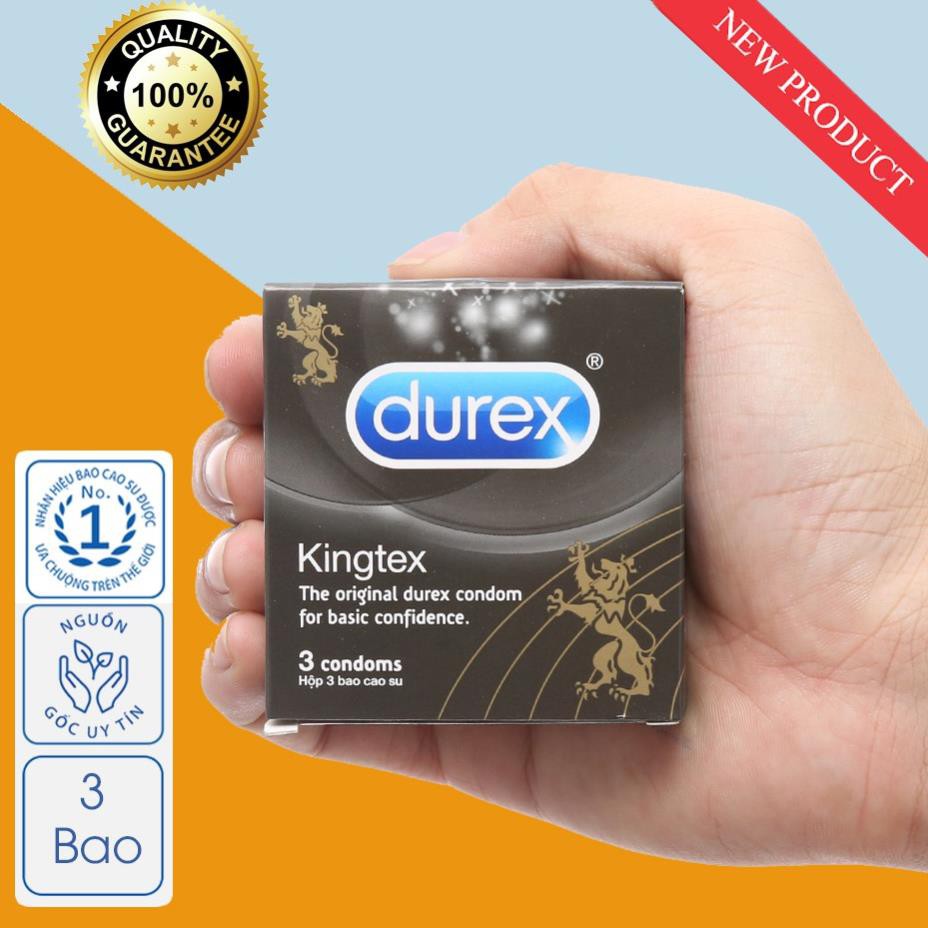 ⚡CHÍNH HÃNG⚡Bao cao su Durex Kingtex 3 bao ôm sát ( đường kính 49mm vừa vặn) 👌