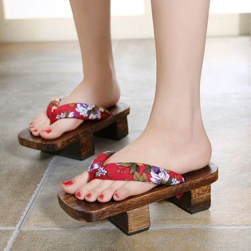 Guốc Gỗ Geta Nhật Bản Đế Cao Quai Chữ Y Dành Cho Nữ