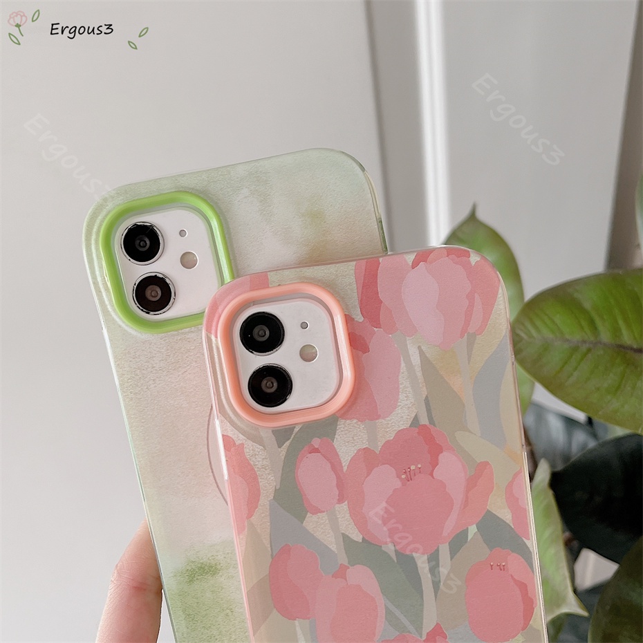 Ốp Điện Thoại Hình Hoa Tulip Hồng Cho iPhone 13 12 11 Pro Max 8 7 Plus X XS Xr XS Max SE2020