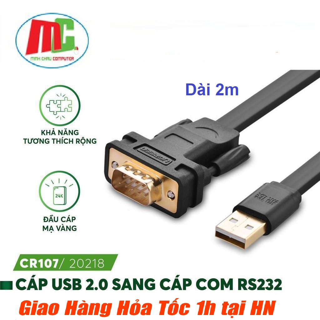 Cáp chuyển đổi USB sang Com RS232 2 mét chính hãng Ugreen 20218
