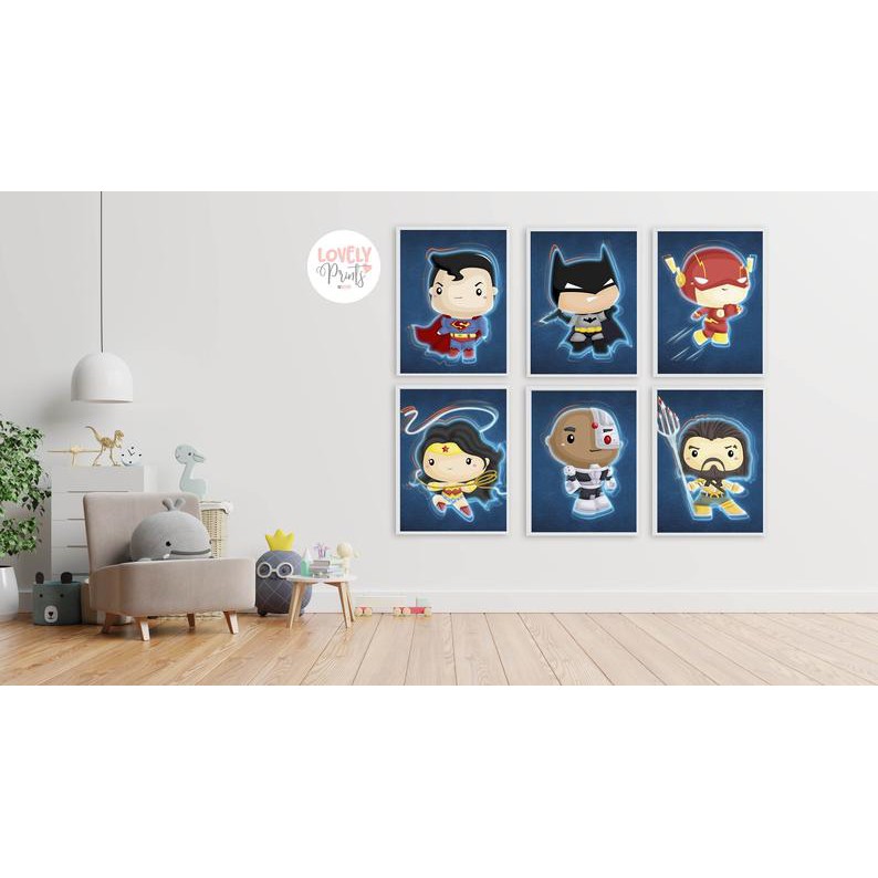Bộ tranh treo tường trang trí phòng ngủ cho bé siêu anh hùng - tặng kèm khung 3D
