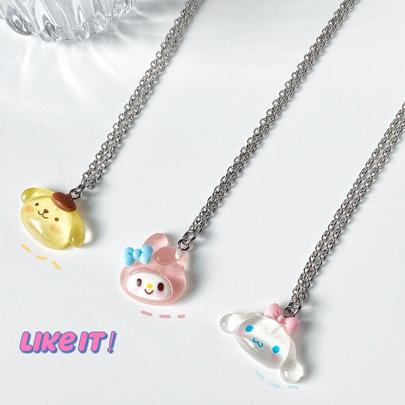Yugui Vòng cổ Dáng Dài Mềm Mại Họa Tiết Hoạt Hình Melody Ngọt Ngào Cho Nữ
