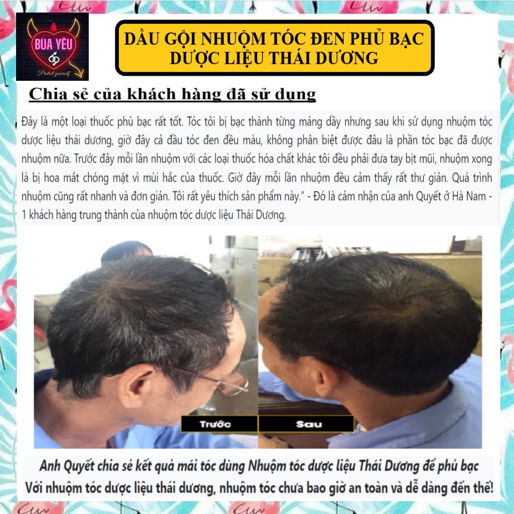Dầu gội Đen tóc THÁI DƯƠNG gói 10g Dược liệu thảo dược phủ bạc tóc Tại nhà đơn giản, không ngứa da đầu, xơ tóc