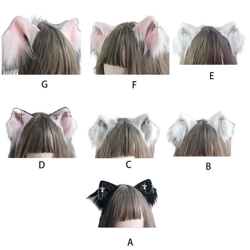 Kẹp Tóc Tai Mèo Phối Lông Phong Cách Lolita Đáng Yêu Cho Bé Gái