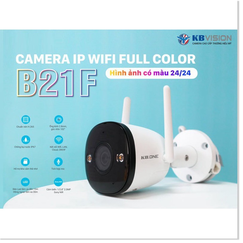 Camera Wifi KBONE KN-B21F / KN-B21/imou-b21F HD 1080 - Camera Ngoài trời, Ăng ten kép, có màu ban đêm