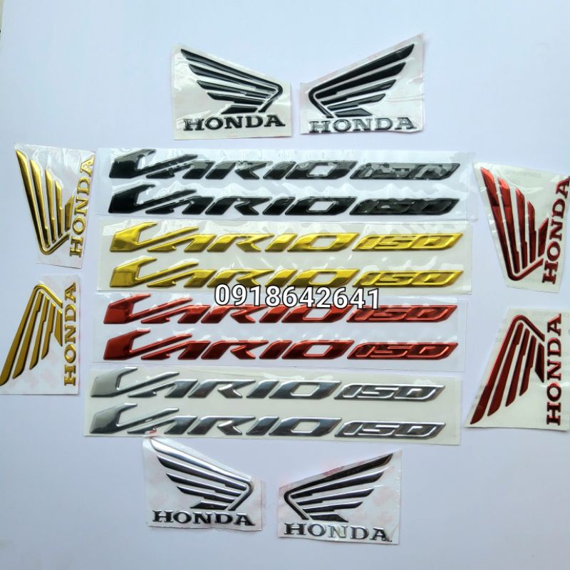 Combo tem chữ Vario đời 2020 nhựa dẻo và cánh chim honda như zin