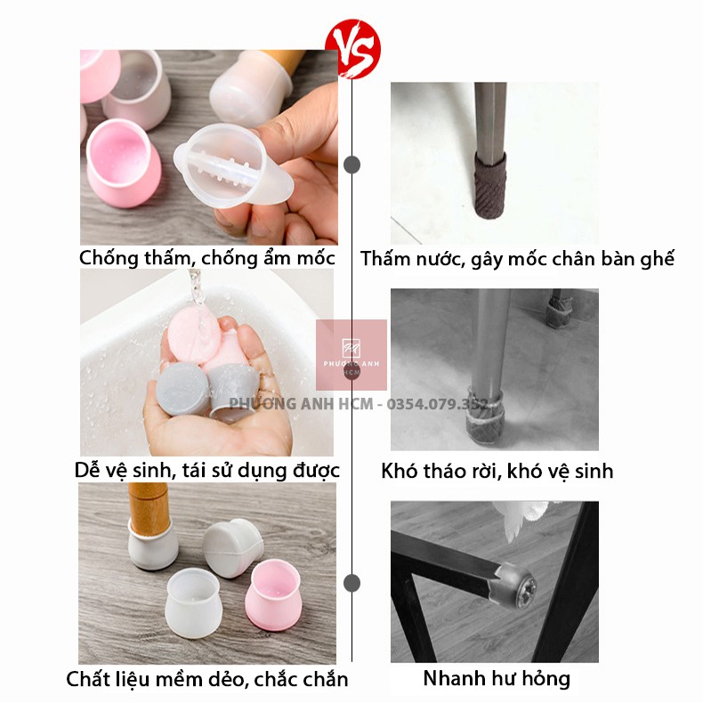 Vỏ Bọc Chân Bàn Ghế / Bịt Chân Bàn Ghế Chống Trượt, Chống Trầy Xước