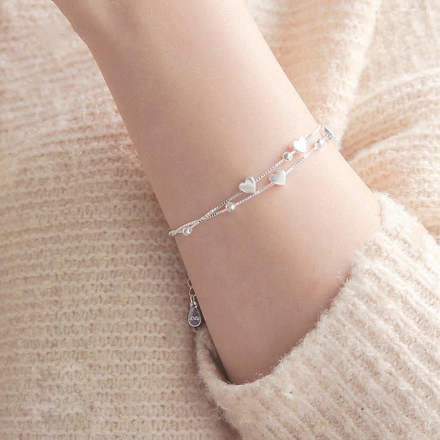 Lắc tay nữ - Lắc tay kép đôi nữ bạc ý s99 - phụ kiện thời trang
