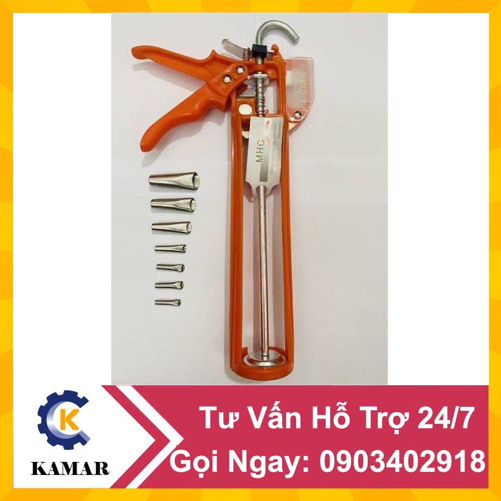 Bộ súng bắn keo tự ngắt MHC + 7 đầu vòi Inox