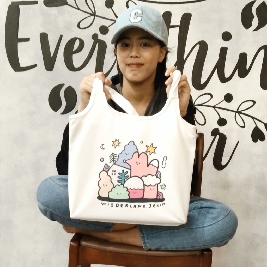 Túi tote, vải canvas 100% poli cao cấp, phong cách thời trang ulzzang, có khoá miệng xịn xò 6 CÂY NẤM mã K32