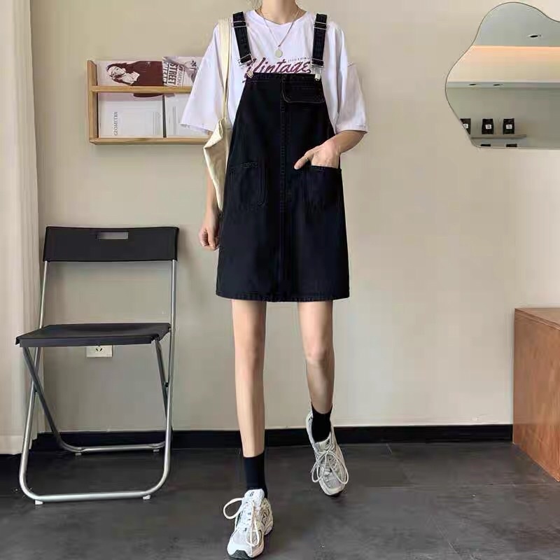 Đầm Yếm Jeans Dáng Rộng Phong Cách  Hàn Quoc -Y01