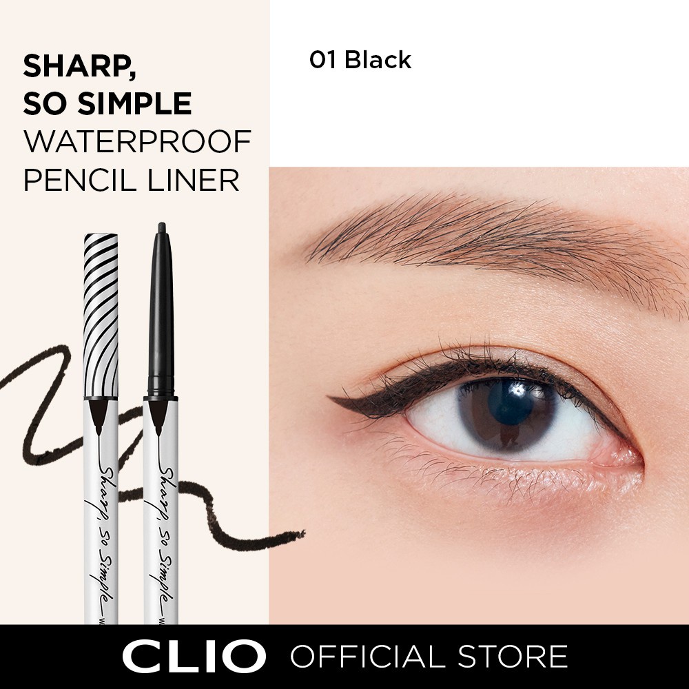 Chì kẻ mắt Clio siêu mảnh Sharp So Simple Waterproof Pencil Liner không lem không trôi dễ kẻ