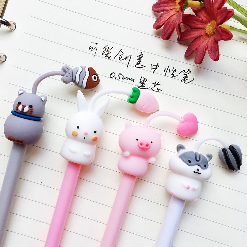 Bút Bi Ngòi 0.5mm Mực Đen Kiểu Dáng Hoạt Hình Dễ Thương Cho Học Sinh
