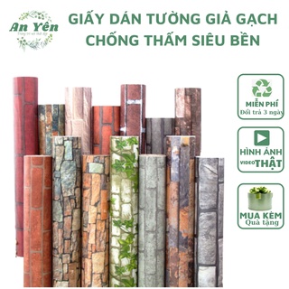 Decal Giấy dán tường giả gạch phủ pvc chống ẩm mốc , chống thấm khổ 1m20 có keo dán