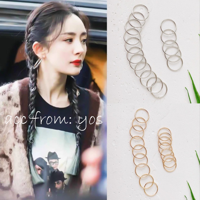 Set 16 kẹp tóc Dương Mịch tròn đính bím tóc cá tính cho nữ