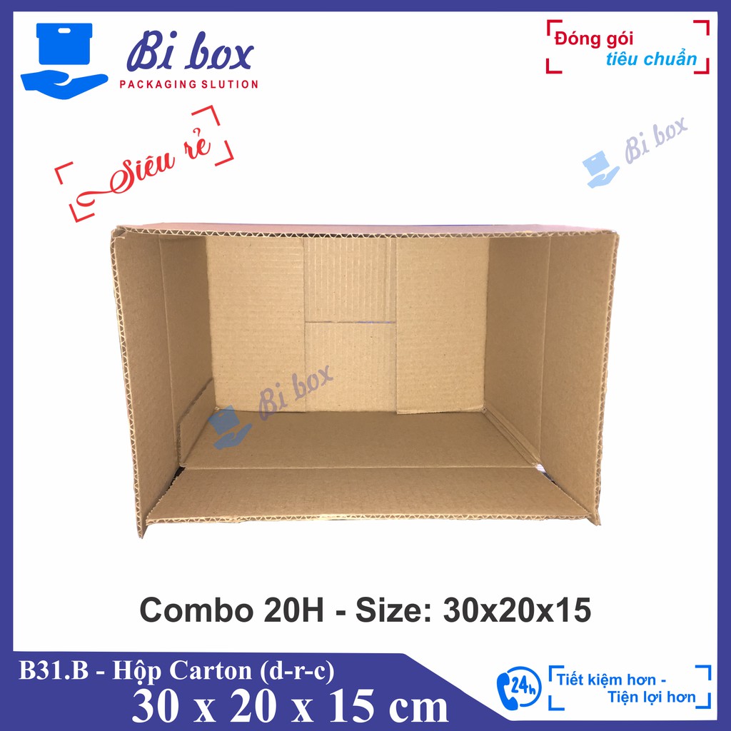 Combo 20 Hộp giấy 30x20x15 - hộp giấy carton đóng hàng giá rẻ