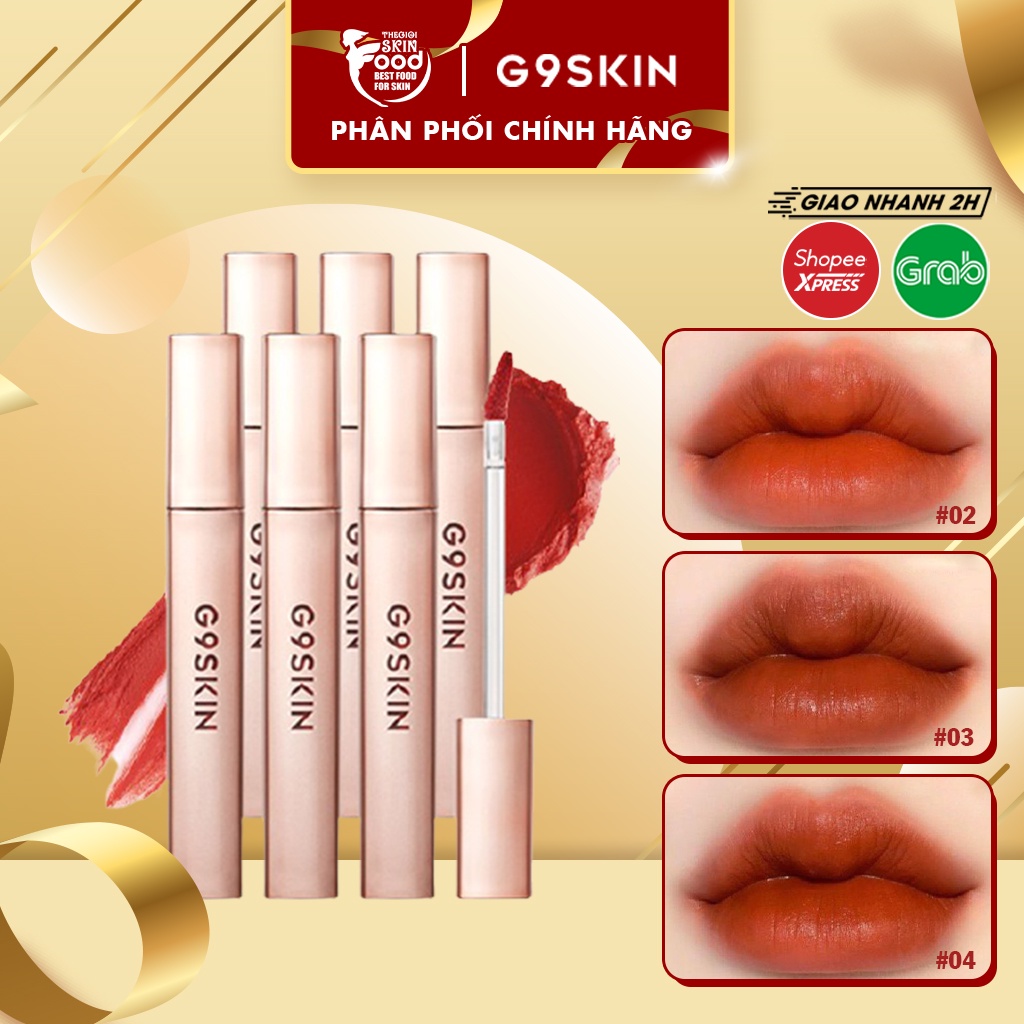 Son kem lì, siêu mịn mượt, lên màu chuẩn Hàn Quốc G9Skin First V-Fit Velvet Tint 3.5g (03 nâu gạch, 04 đỏ gạch)