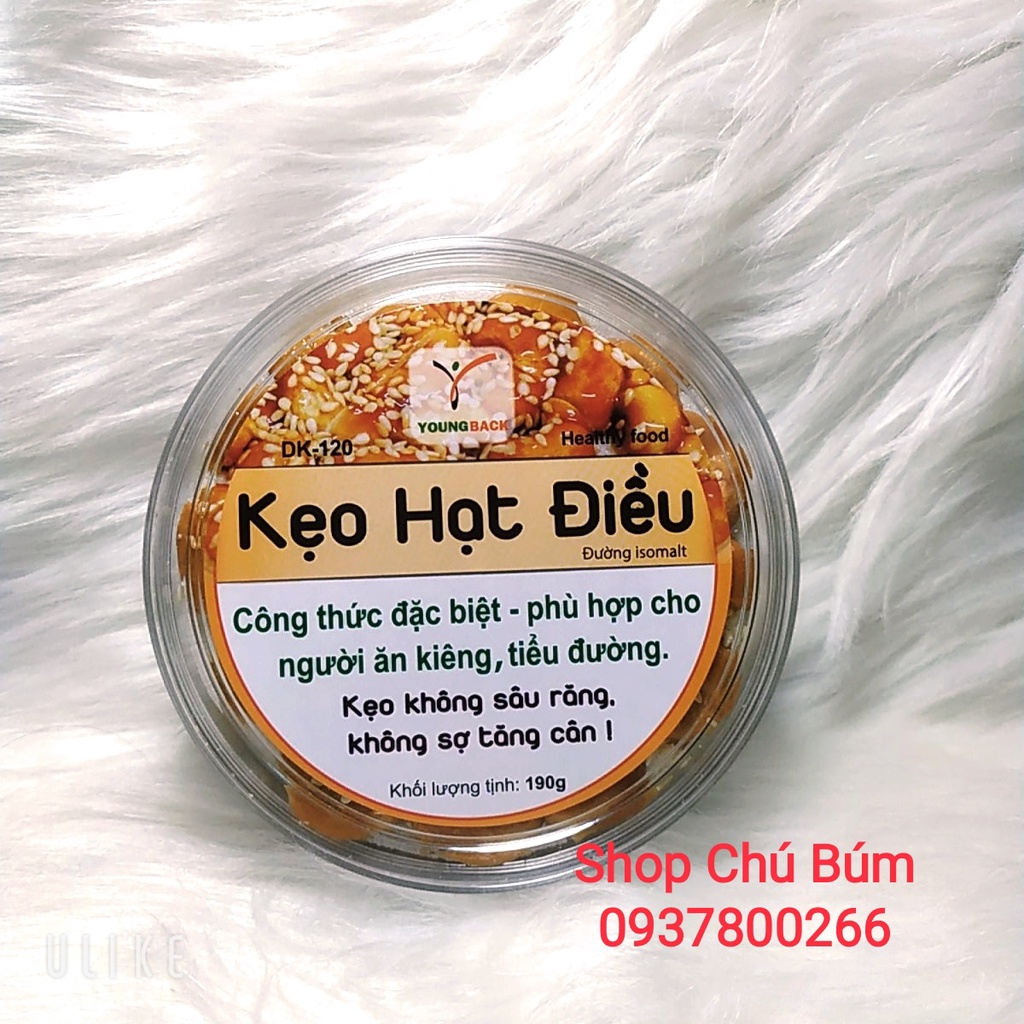 Kẹo hạt điều ăn kiêng Youngback- bổ sung dinh dưỡng tuyệt vời cho người tiểu đường, ăn kiêng, mẹ bầu, trẻ em-Hộp 190g