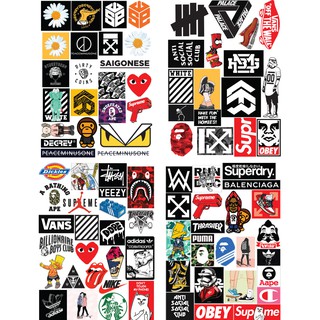Combo Sticker Hình Dán Hoa Cúc, Hypebeast, Babe, Ape