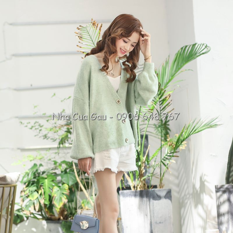 Áo Khoác cardigan len 3 cúc vuông đẹp, xịn xò lắm luôn í