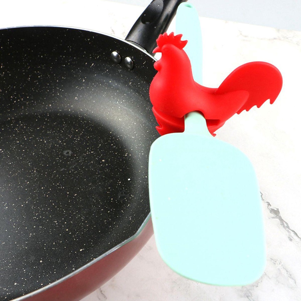 Giá Đỡ Muỗng Kẹp Cạnh Nồi Bằng Silicon Chống Trượt Chống Bỏng Hình Gà Con