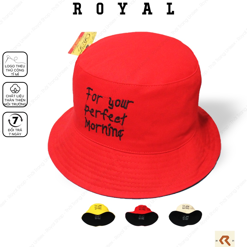Mũ Bucket Nón Bucket Tai Bèo Nam Nữ 2 Mặt For Your Perfect Morning Vải Kaki Unisex - Royal Caps