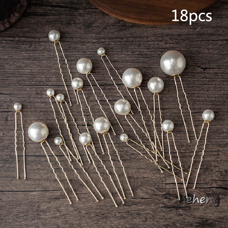 Set 18 Trâm Cài Tóc Đính Ngọc Trai Giả Thời Trang