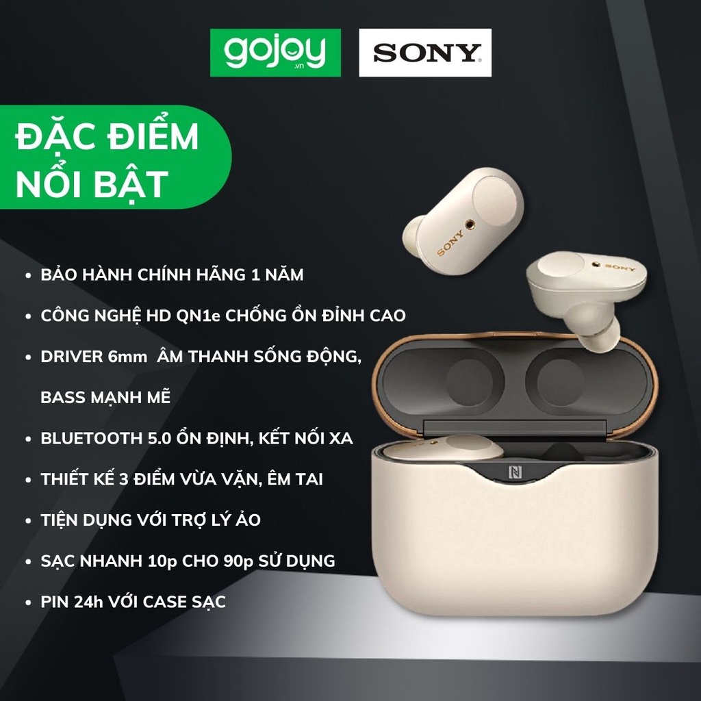 Tai Nghe Bluetooth SONY WF 1000XM3 CHÍNH HÃNG Chống Ồn Đỉnh Cao GOJOY VN Phân Phối Bảo Hành 1 Năm Êm Tai Bass Mạnh Mẽ