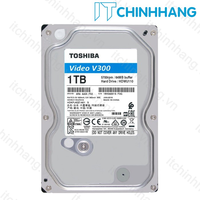 Ổ Cứng HDD Camera Toshiba 1TB Chuyên Camera Server  HDWU110UZSVA  - Hàng Chính Hãng