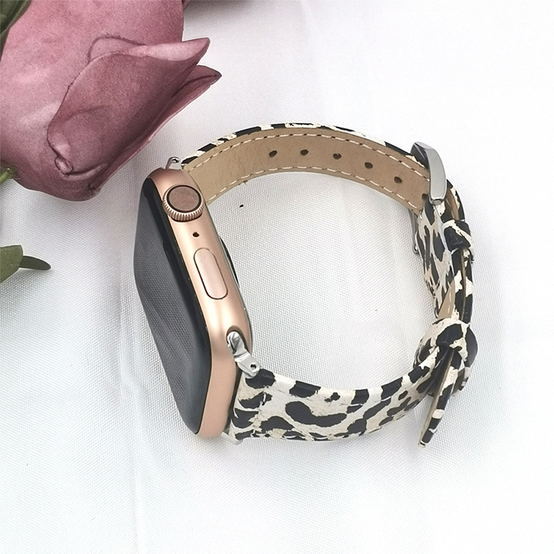 Dây Da Họa Tiết Da Báo Cho Đồng Hồ Thông Minh Apple Watch Se 6 5 4 3 2 Band 38mm 40mm 42mm 44mm