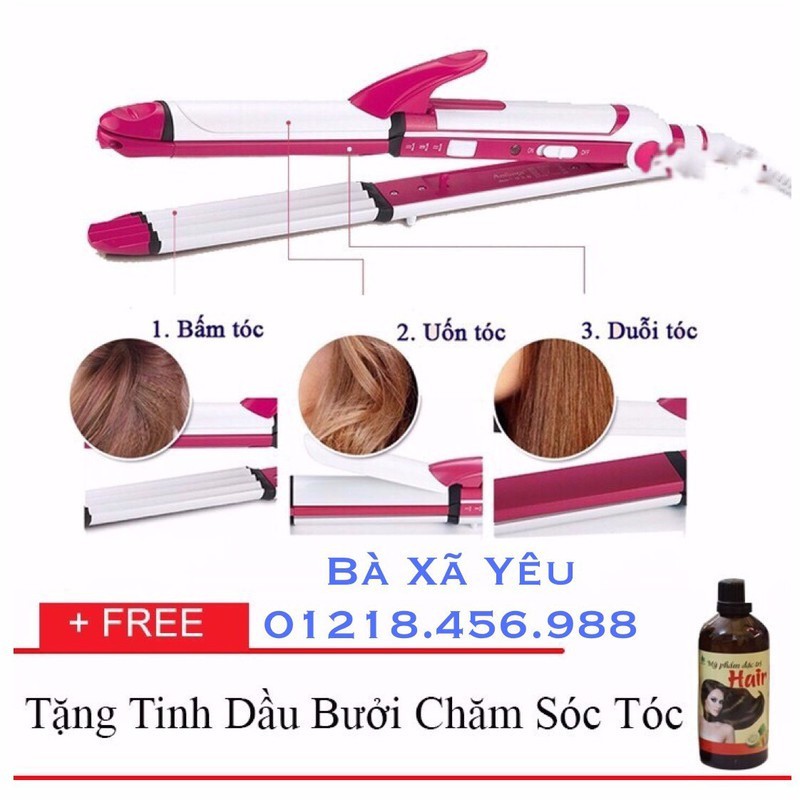 Máy Làm Tóc 3 Trong 1 + Tặng 1 Chai Tinh Dầu Bưởi Chăm Sóc Tóc