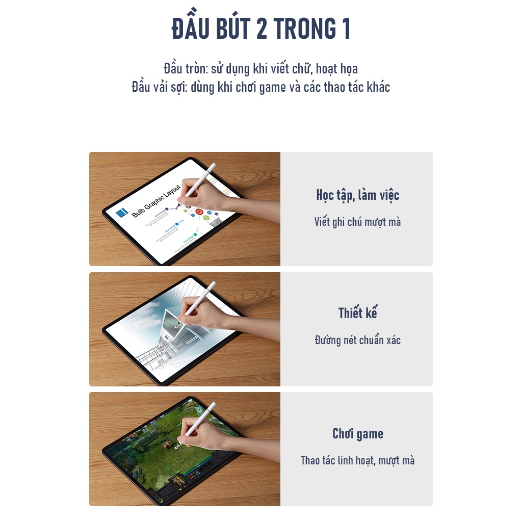 Bút Cảm Ứng ROBOT RSP01 Thiết Kế 2 Trong 1 Dùng Cho Điện Thoại và Máy Tính Bảng Chính Hãng