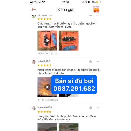 Sỉ 1 đôi phao tay cho bé và người lớn, set 2 phao bơi tay cho bé