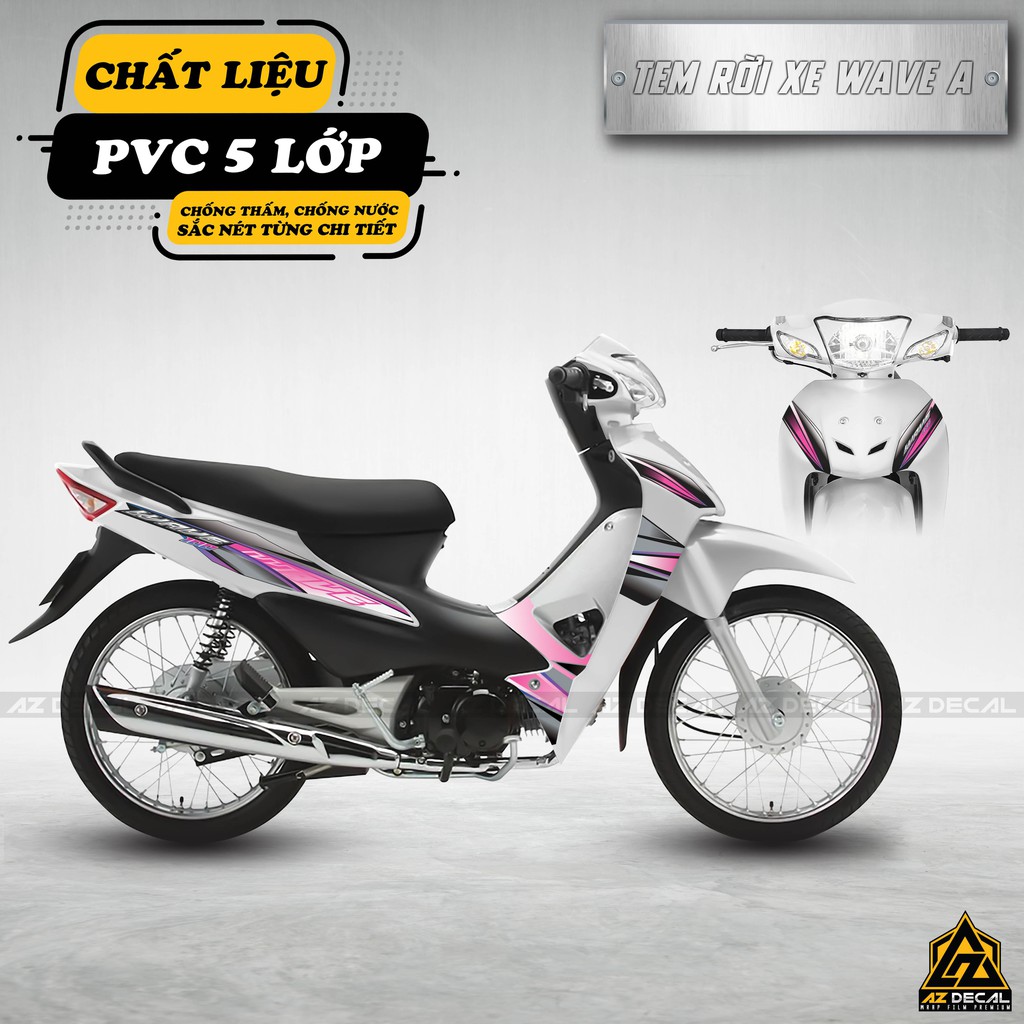 [New] Tem Xe Wave 2021 Phối Màu Big City Boy Hồng Tím | WA061602WW | Decal PVC Chống Bay Màu
