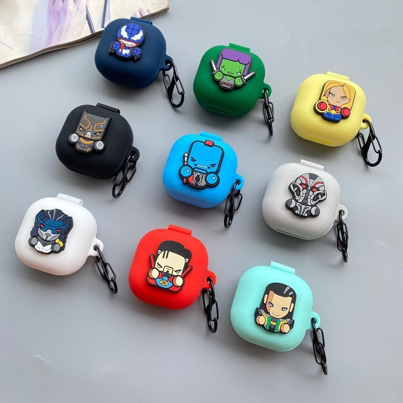 Bao Case Ốp Bảo Vệ Tai Nghe Galaxy Buds Live Hình Siêu Anh Hùng Kèm Móc Treo Thép Không Rỉ