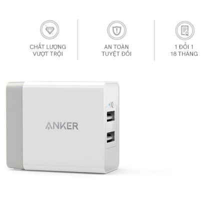 Cốc Sạc Anker PowerPort 2 Lite 12W Chính Hãng Có Power IQ