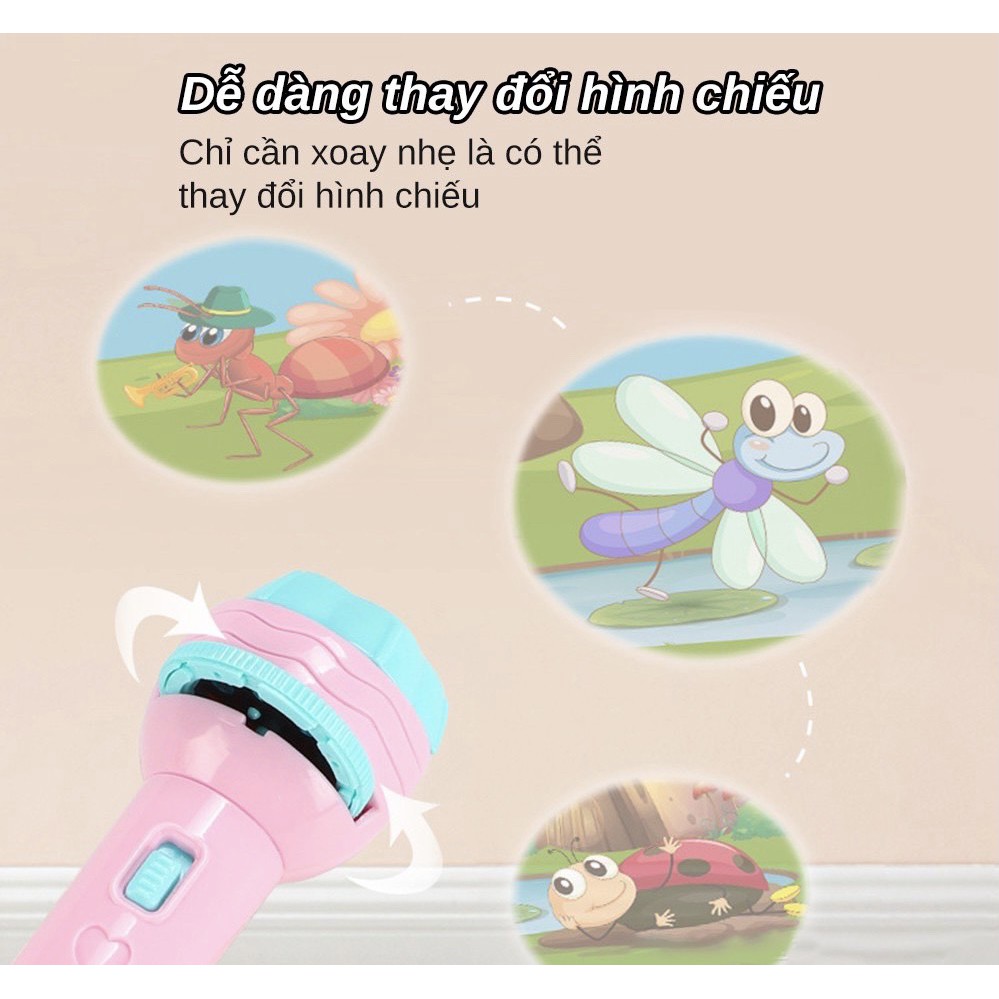 HÀNG LOẠI 1 - Đồ chơi đèn pin chiếu hình, 24 hình có sẵn cho bé