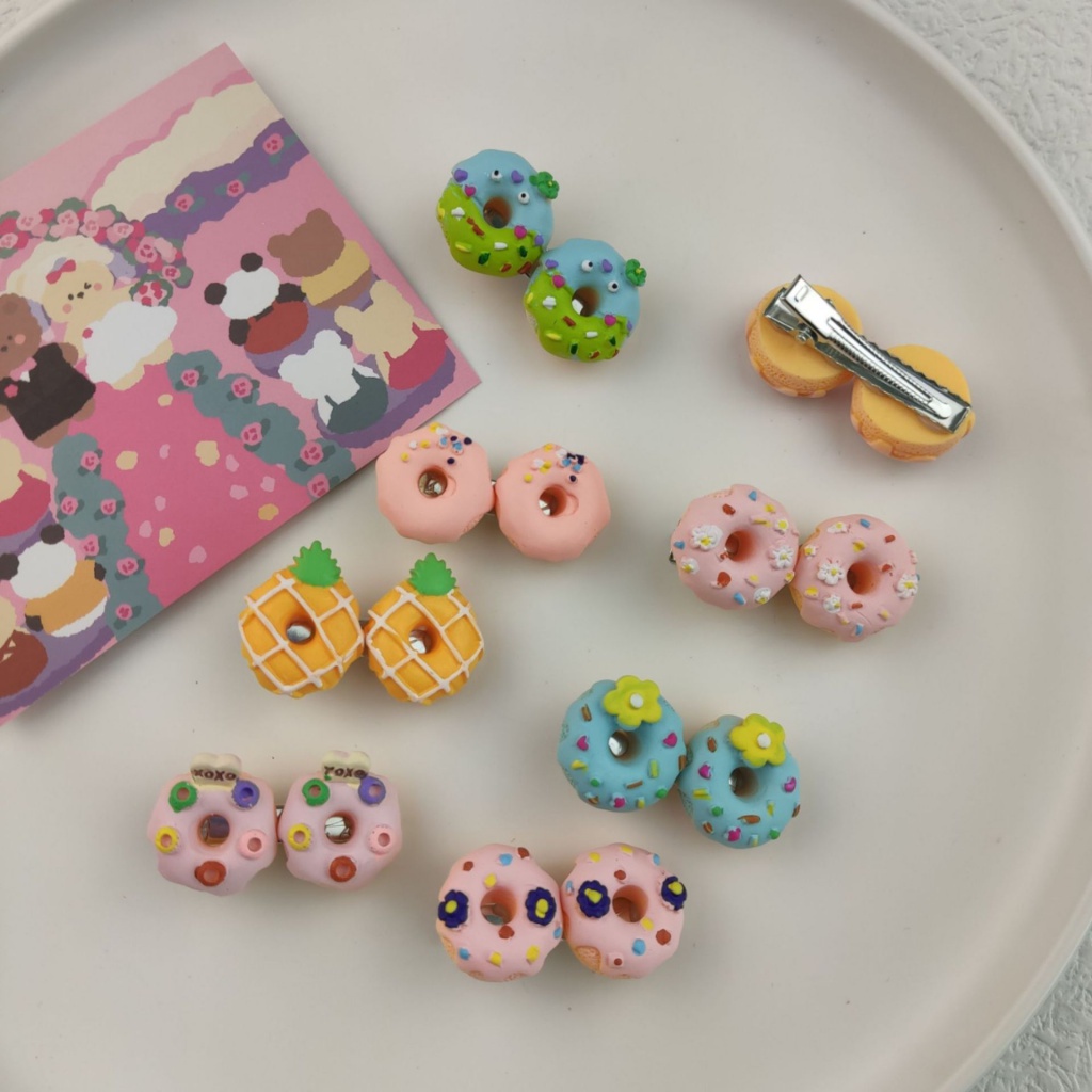 Kẹp Tóc Hình Bánh Donut Phong Cách Hàn Quốc Thời Trang