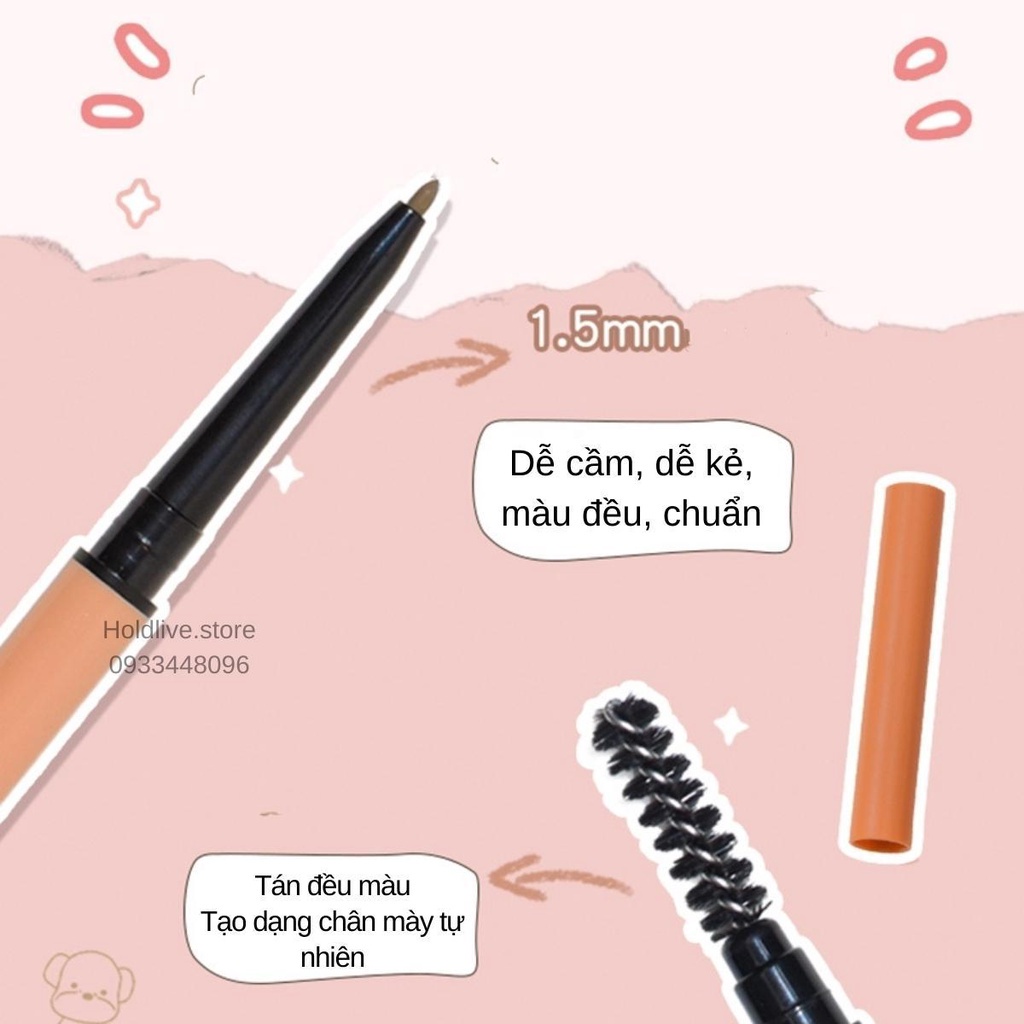 Chì kẻ mày 2 đầu  GoGo Tales Ultra Fine GT374 nét siêu mảnh 1.5mm lên màu nhanh đều cầm chắc tay dễ kẻ