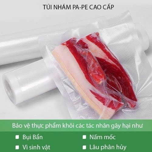 Túi hút chân không 1 mặt nhám, Bộ 100 túi nhám hút chân không thực phẩm cao cấp một mặt nhám đủ size