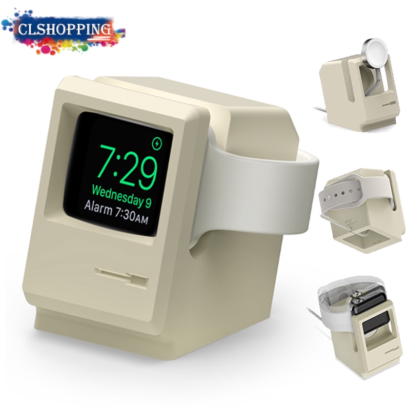 Đế Sạc Bằng Silicon Phong Cách Retro Cho Apple Watch series 7 6 5 4 iwatch 3 2 1