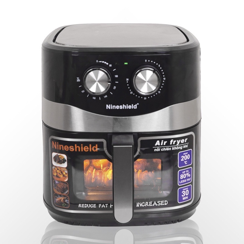 [MỚI]Nồi Chiên Không Dầu 10.5L NINESHIELD - Có Đèn LED - Thiết Kế Mặt Kính - Chính Hãng - Bảo Hành 12 Tháng