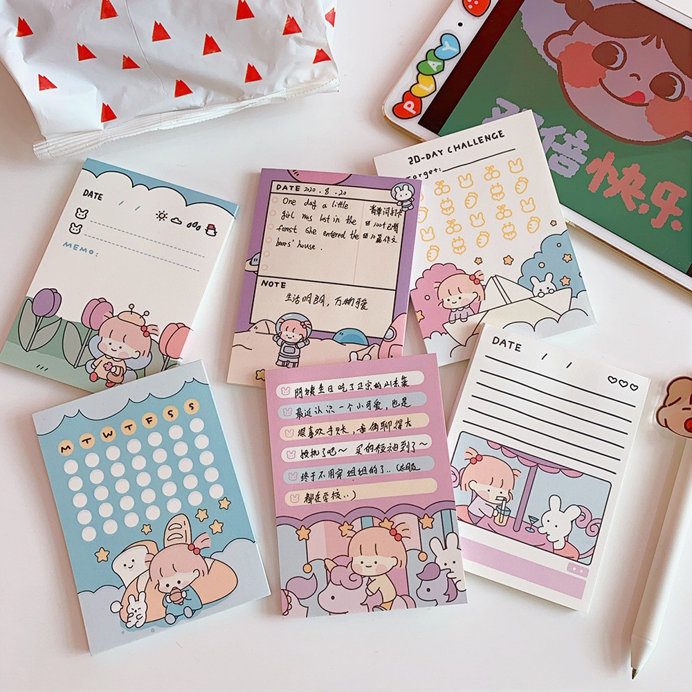 Giấy Note Pad Memo Pad Ghi Chép Tiện Dụng - Bộ Couple RF Soft Pastel Purple