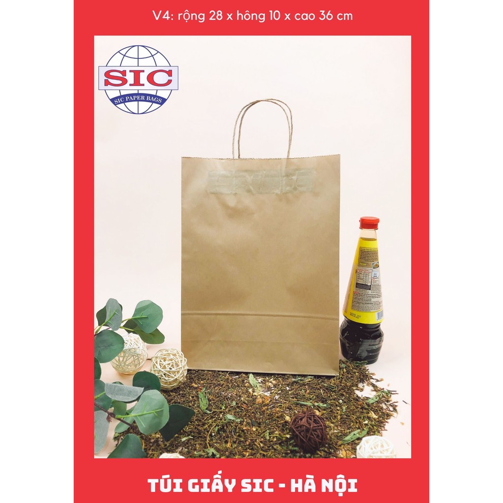 [SET 100 CHIẾC] TÚI GIẤY KRAFT V4: 28x10x36 CÓ QUAI ( ẢNH THẬT)