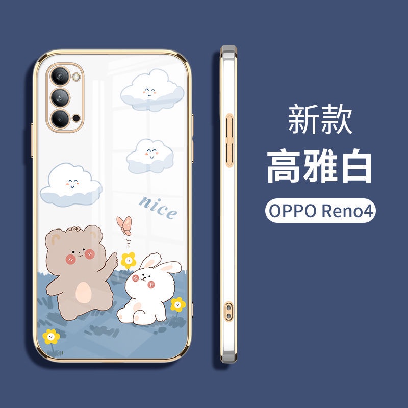 Ốp Điện Thoại Silicon Viền Mạ Hình Gấu / Thỏ Cho oppo Reno2F Reno4 4G Reno4 pro Reno Reno2 RenoZ Reno3 Reno3 pro mobile