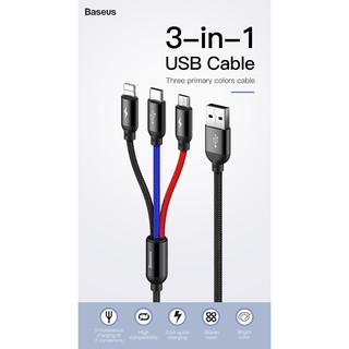 Cáp sạc Đa năng 3 Trong 1 3.5A THƯƠNG HIỆU BASEUS DÀI 30 cm, 120 cm