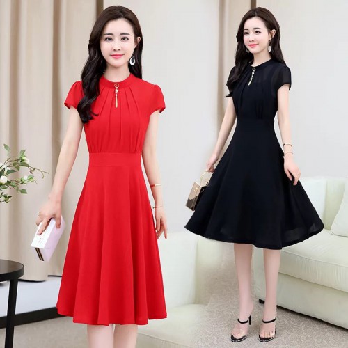 ĐẦM XOÈ CỔ TRỤ XẾP LI KÈM PHỤ KIỆN - XV072